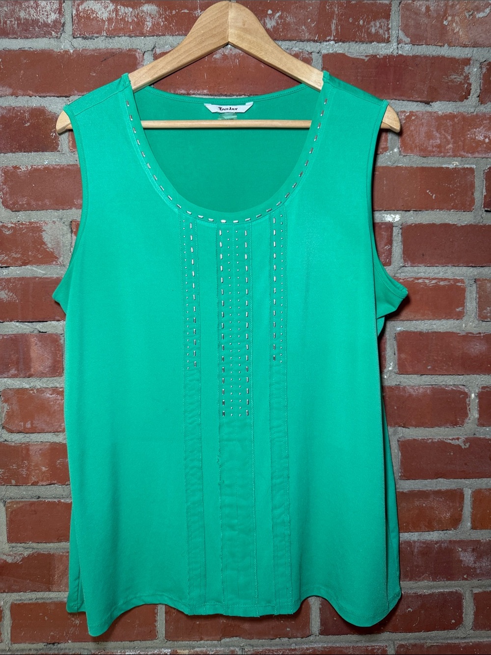 Tan Jay Green Studded Sleeveless Tank
